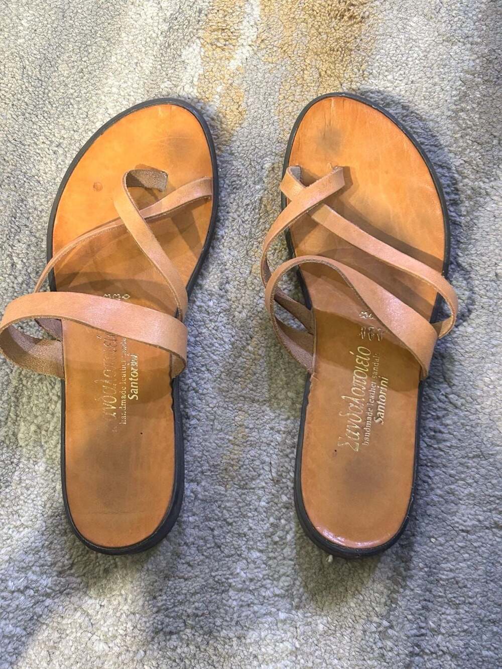 Handmade Grecian Leather Strappy Thong Sandals-Sandalostoleio Santorini